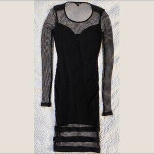 ☆Black Guess Fishnet Mesh Long-Sleeve Dress☆